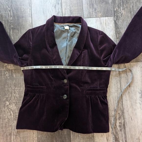 J Crew  Purple Velvet Peplum Jacket Size 12 - Picture 8 of 9